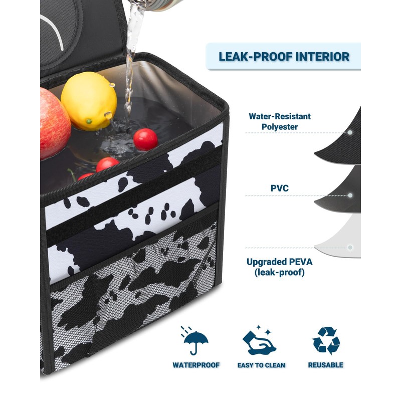 Capolo Car Trash Can with Lid, Leakproof Car Trash Bag