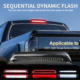 autboom Third Brake Light High Mount Stop Lamp Compatible with 2007-2021 To-yo-ta Tundra Red LED Strobe 3rd Brake Light White Cargo Light Kit Pickup Truck Rear Tail Brake Light