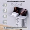 shiningwell Wall Outlet Extender with Shelf and Night Light, Surge
