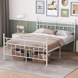 Weehom Full Size Bed Frame Metal Platform Under Bed Storage w/ Headboard & Footboard US
