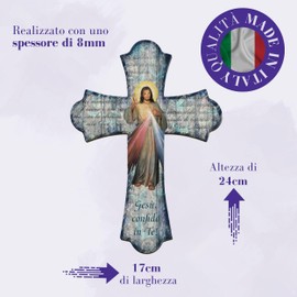 Fratelli Bonella Vintage Cross of Religious Wood of Jesus, 17 x 24 cm, Made in Italy