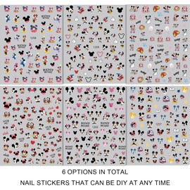6Pieces 3D Mouse Nail Stickers Cute Kawaii Cartoon Nail Stikers Self-Adhesive Nail Decals for Women Girls Kids Nail Art Stickers