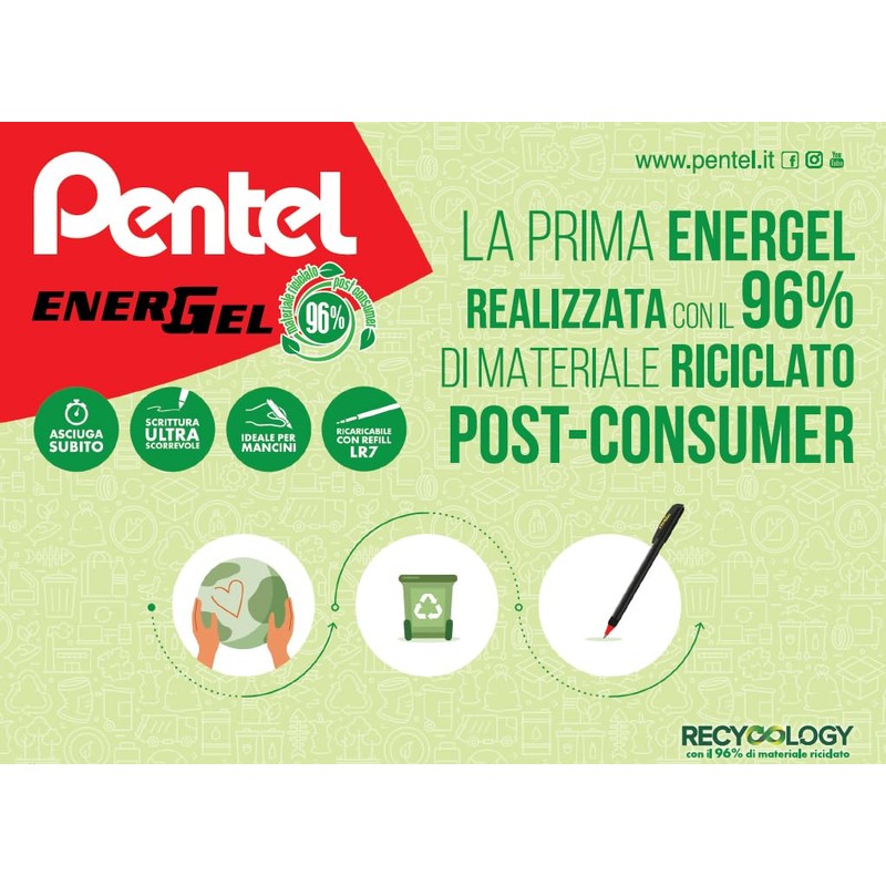 Pentel BL417R Energel Eco 96% Recycled Material 0.7 mm Black