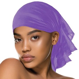 DONNA OLIVE OIL + VITAMIN E TREATED SATIN SCARF FOR SLEEPING, SQUARE SCARF FOR HAIR WRAPPING AT NIGHT PURPLE 27" x 25"