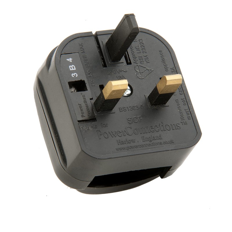 POWERCONNECTIONS - Schuko Non-Earthed Converter Plug - 5amp - Black