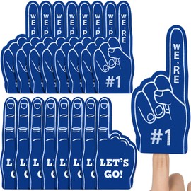 Sinmoe 36 Pcs Foam Finger Foam Hand Finger Mini Basketball Party Favors Sports Themed Birthday Supplies Football Baseball 1 Bulk Sports Party Favors for Football Soccer Team Cheerleader (Blue)