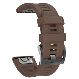 OVERSTEP Compatible with Fenix 7X Band, 26mm Width Soft Silicone Watch Strap for Garmin Fenix 5X/Fenix 5X Plus/Fenix 6X/Fenix 6X Pro Smartwatch (Brown)