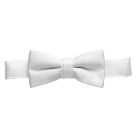 Hold'Em Bow Tie For Mens Satin look Solid Color Adjustable Pre-tied - Men White