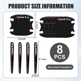 8 Pcs Car Door Handle Protector, Carbon Fiber Door Handle Protectors for Vehicles, 3D Anti Scratch Car Stickers for Most Cars, SUV, Truck, Black