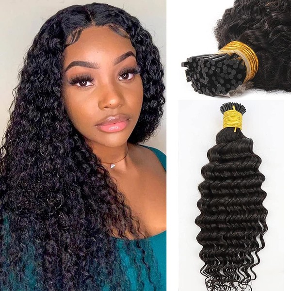 Curly I Tip Hair Extensions Human Hair for Black Women