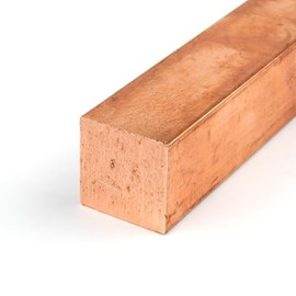110 Copper Square Bar, Unpolished (Mill) Finish, H04 Temper, ASTM B187, 1/4" Thickness, 1/4" Width, 12" Length, OnlineMetals