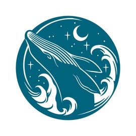 Peace Resource Project Blue Whale Breaching Sun Moon Ocean Round Car Bumper Sticker Laptop Water Bottle Decal 3.25 Inches