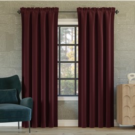 Sun Zero Oslo Theater Grade Extreme Total Blackout Rod Pocket Curtain Panel, 52" x 63", Wine Red
