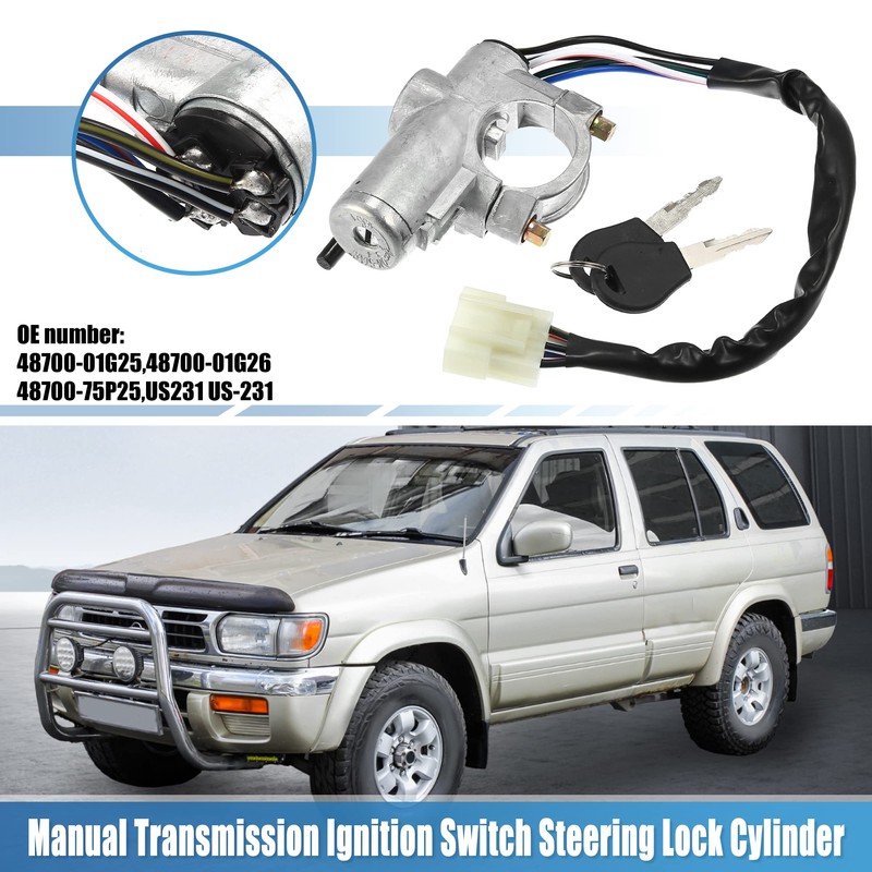X AUTOHAUX Ignition Key Switch Steering Lock Cylinder W/Key 48700-01G25