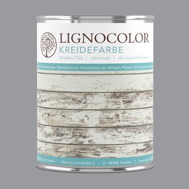 Lignocolor Lignocolor Kreidefarbe Lack Landhaus Stil Vintage Look Chalky 1kg (Moon Grey)