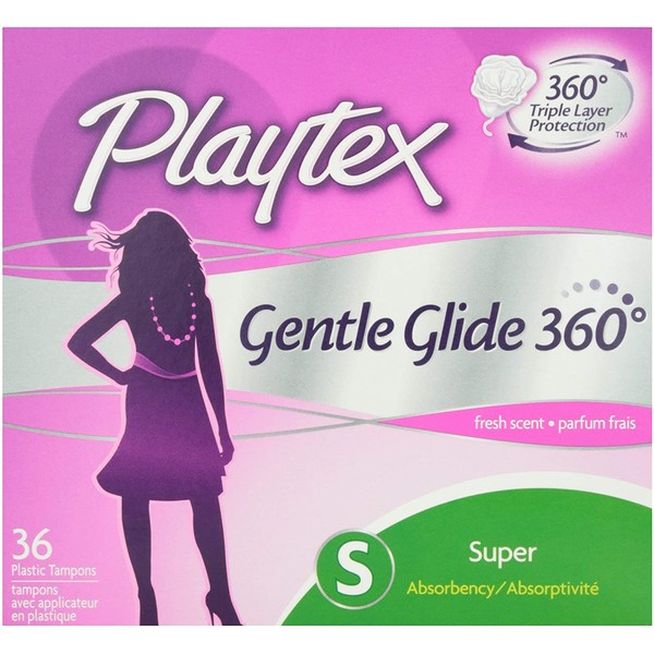 Playtex Tampons with Comfortable Plastic Applicator, Super Absorbency, Deodorant, 36 ct