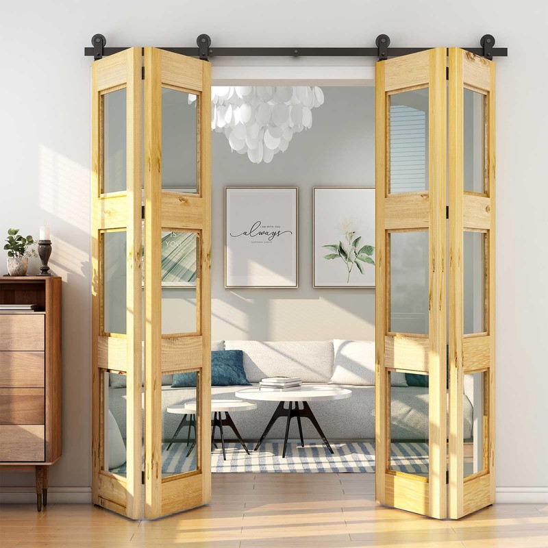 TSMST 9ft/108 Bifold Sliding Barn Door Hardware Kit for 4