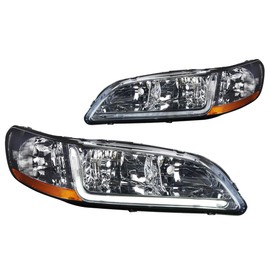 PM PERFORMOTOR Smoked Housing Amber Corner LED Light Bar Headlight Replacement Compatible With 98-02 Accord, PMHL-HACC-9802-LB-SA