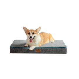 Bedsure Medium Orthopedic Dog Bed for Medium Dogs - Memory Foam Waterproof Dog Bed Pillow for Crate with Removable Washable Cover and Nonskid Bottom - Plush Flannel Fleece Top Pet Bed, Grey