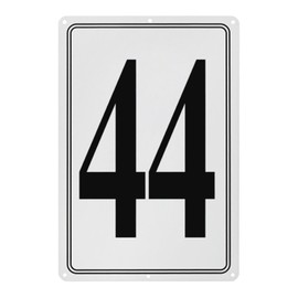 M METERXITY Aluminum Number Sign 44, 11.8 Inch House Numbers and Metal Letters, Parking Spot Letter Signs, Metal Letter Wall Decor for Garden/Door/Mailbox [Black Text On White]
