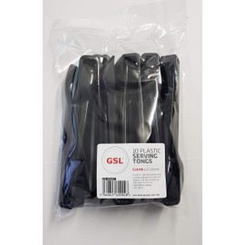10 x GSL Black Plastic Serving Tongs - Buffet Party BBQ Wedding 16cm - 6.5"