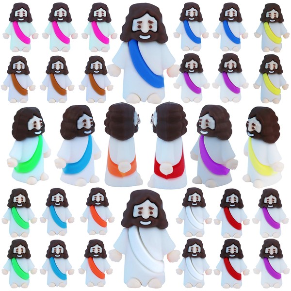 XiawaLangzhuo 32 Pcs Little Jesus Figures Easter Mini Rubber Jesus