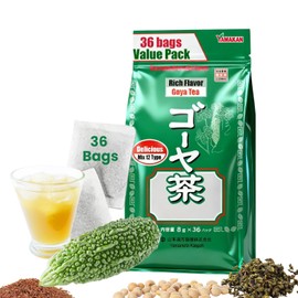 山本漢方製薬株式会社 YAMAKAN Bitter Melon Herbal Tea Mix, Caffeine-Free TEA Bags Bulk with Bitter Melon & Premium Herb Blend for Daily Metabolic Balance & Wellness for Women & Men, 8g x 36 Bags