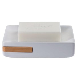 Spirella Soap Dish Stone Look Decorative Bathroom Equipment Soap Dish Oslo Dimensions: 13.5 x 9.2 x 3.5 cm - White Bamboo