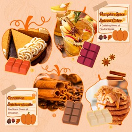Salubrito Fall Scented Wax Melts, Strong Scented Soy Wax Cubes/Tarts Variety Set- Pumpkin Spice, Cinnamon, Spiced Cider, Snickerdoodle, Balsam Pine, Candy Corn, Fall Harvest, Apple Pie, 8x2.5oz