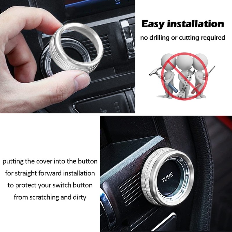 LAIKOU Aluminum Center Console Volume & Tune Knob Cover Sporty