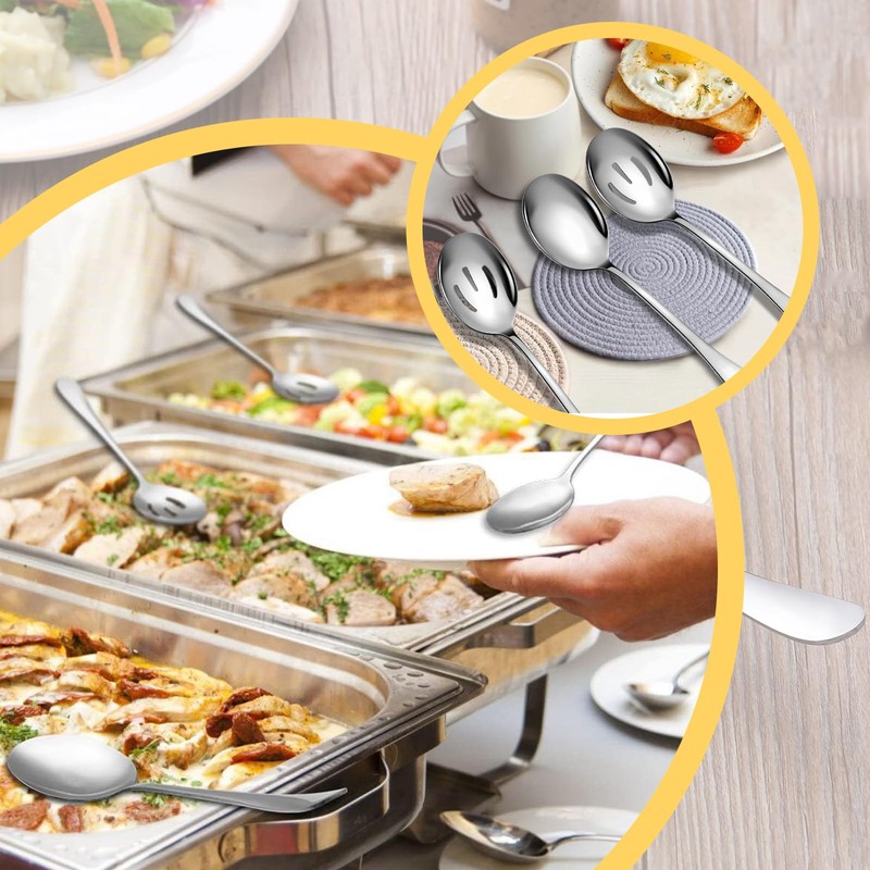 4 Pcs Serving Spoons Large Serving Spoon Slotted Spoons Serving
