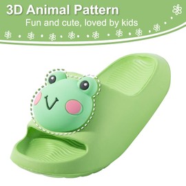 Fiedaz Kids Slides for Girls Boys Toddler Cloud Slides Animal Quick Drying Beach Slides Toddler Pool Shower Flip Flops Slippers Green Frog 8.5-9.5 Toddler CN 170