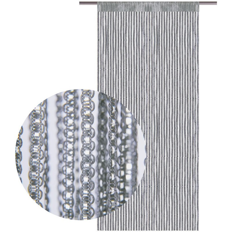String curtain with pull-through bars, lurex-look curtain, elegant and stylish
