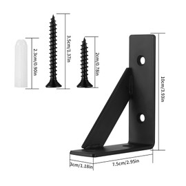 Set of 4 Shelf Brackets, Wall Mount, Heavy-Duty 90-Degree Metal Angles, Floating Triangular Design, for Bookshelves, 10x7.5x3 cm