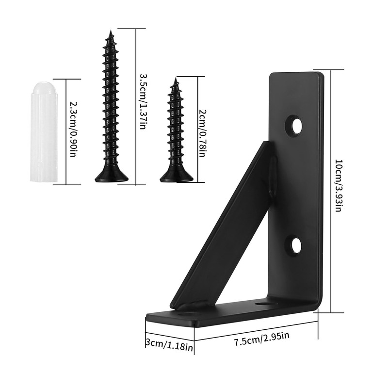 Set of 4 Shelf Brackets, Wall Mount, Heavy-Duty 90-Degree Metal