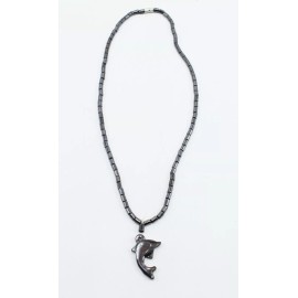 Unbranded New Hematite Dolphin Pendant Necklace with Barrel Clasp #N2750