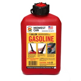 Midwest Can 1210 Safe-Flo Auto Shut Off 1 Gallon Gas Can – Durable Fuel Containers with FlameShield Safety System & Quick-Flow Spout - Red - 2 Pack