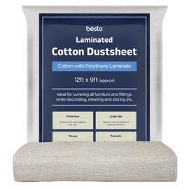 Cotton Dust Sheets for Decorating, Waterproof 12ft x 9ft Dust Sheets Twill Laminated Polythene Backed Reusable Paint Sheets for Floor, Staircase
