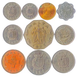 Malta 10 Mixed Coins | Maltese Currency | Mils | Cents | Since 1972