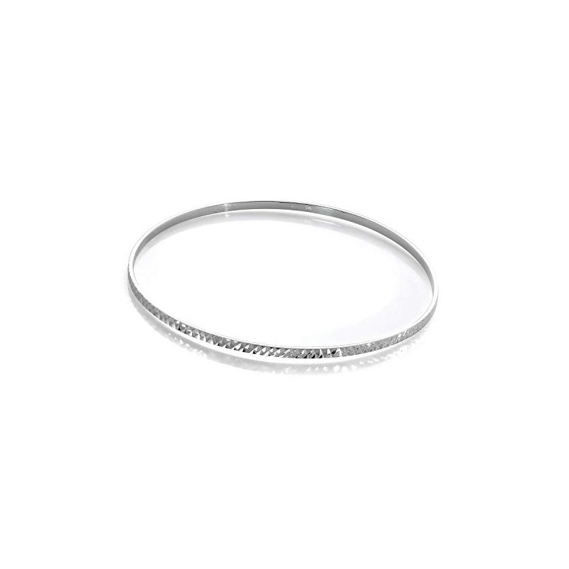 Sterling Silver Diamond Cut 66mm Stacking Bangle, Sterling Silver, Diamond