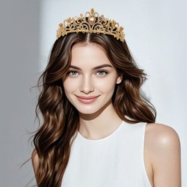 Tiara Crystal Crown with Rhinestone Comb Silver Rhinestone Tiara Wedding Tiara Wedding Bridal Rhinestone Crown for Birthday Wedding Prom Princess Parties (Silver B)