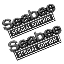 YQCQWL 2 Pack Seabee Special Edition Car Emblem with 4 Adhesives, 3D Badge Decal for Trucks, Metal Stickers Replacement Fit Universal Vehicle, Veteran Gifts for Men (Black & White)
