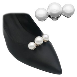Tsangbaby Pack of 2 Shoe Clips Women's Shoe Jewellery Shoe Charms Shoe Clips with Pearl Flowers Removable Shoes Clips for Wedding Party Shoes Accessories