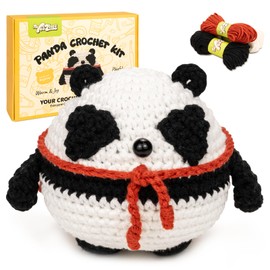 Yeezhee Crochet Kit for Beginners – Complete Amigurumi Animal Starter Set with Step-by-Step Video Tutorials, Yarn & Crochet Hook – Easy DIY Plushie Gift for Adults & Kids (Panda)