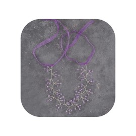 Limelia Bridal Hair Accessory with Ribbon and Pearls, Hair Band for Weddings and Parties, White Crystal Stone Hair Accessory, Purple