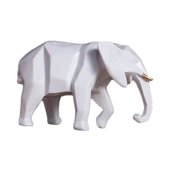 Colias Wing Home Decor Cartoon Animal Geometric Elephant Shape Design Coin Bank Money Saving Bank Toy Bank Cents Penny Piggy Bank-Grey/White