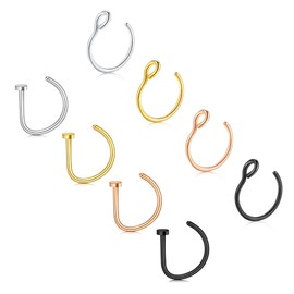 MODRSA Fake Nose Ring Fake Nose Piercing Fake Lip Piercing Fake Lip Ring Faux Nose Ring Clip on Nose Ring Non Piercing Fake Helix Earring Hoop