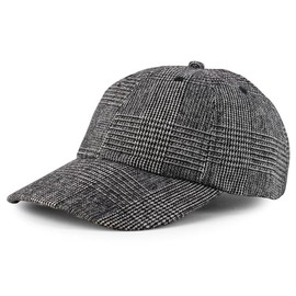 Trendy Apparel Shop - Gorra de béisbol sin estructura de mezcla de lana a cuadros, Cuadros grises, One Size