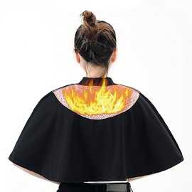 Self Heating Warm Shoulder Wrap Cape Neck Warmer Heat Pad Shoulder Protective Shawl for Postpartum Pregnant Women Men Elderly (Black)
