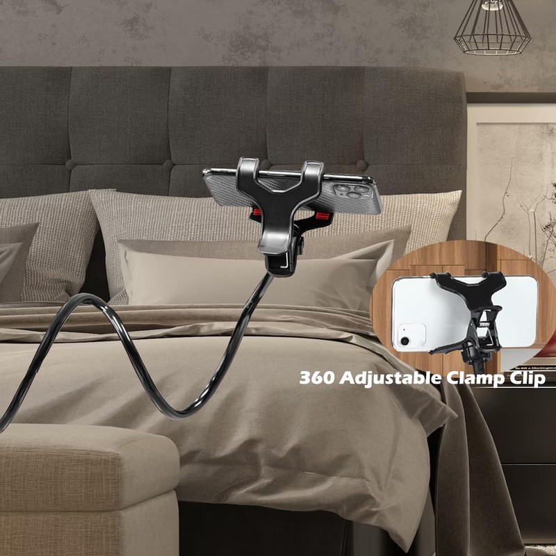 Selfdee Phone Holder for Bed, Gooseneck Clip Adjustable Phone Stand
